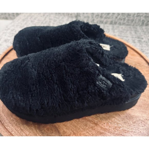 UGG Womens Black Fuzzy Slide Slippers Size 9 - Picture 8 of 14
